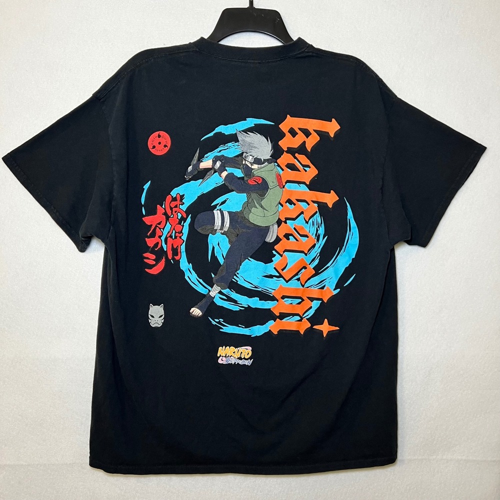 Naruto Shippuden Kakashi Hatake Anbu Mask Black Graphic Anime T-Shirt Mens XL